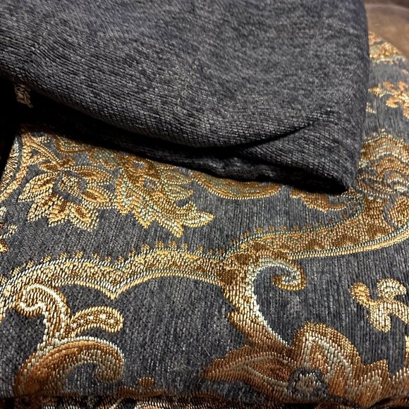 Biltmore Aurora Drapery 2 Panel Paisley Rod Tieback 94”x84” And Blue Valance 80”